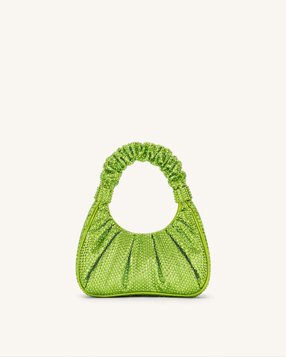 Jw Pei Gabbi Artificial Crystal Medium Ruched Hobo Handbag Green
