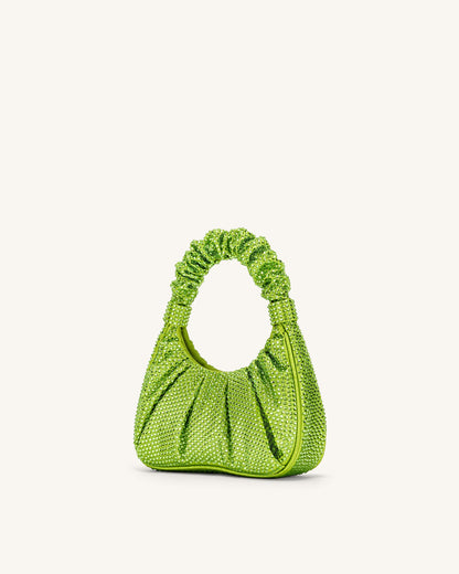 Jw Pei Gabbi Artificial Crystal Medium Ruched Hobo Handbag Green