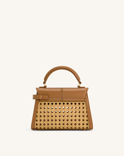 Jw Pei Elise Faux Bamboo Woven Top Handle Bag Brown