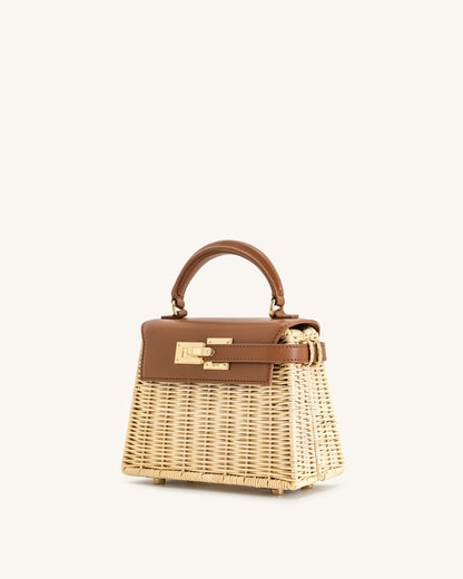 Jw Pei Elise Natural Rattan Weaving Handbag Brown Rattan