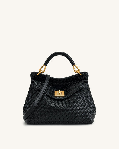 Jw Pei Lucia Classic Top Handle Woven Bag Black