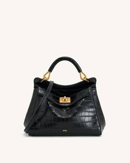 Jw Pei Lucia Classic Top Handbag Black Croc