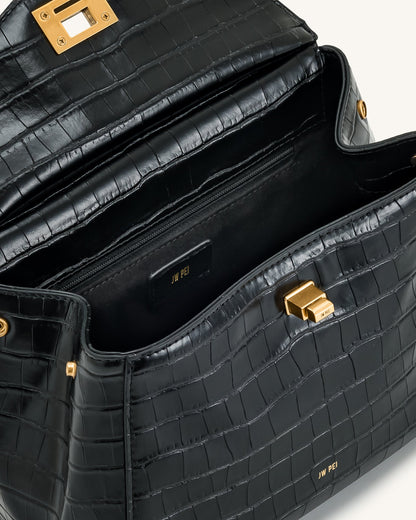 Jw Pei Lucia Classic Top Handbag Black Croc