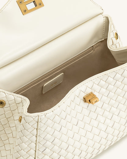 Jw Pei Lucia Classic Top Handle Woven Bag White