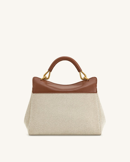 Jw Pei Lucia Classic Top Handbag Brown Canvas