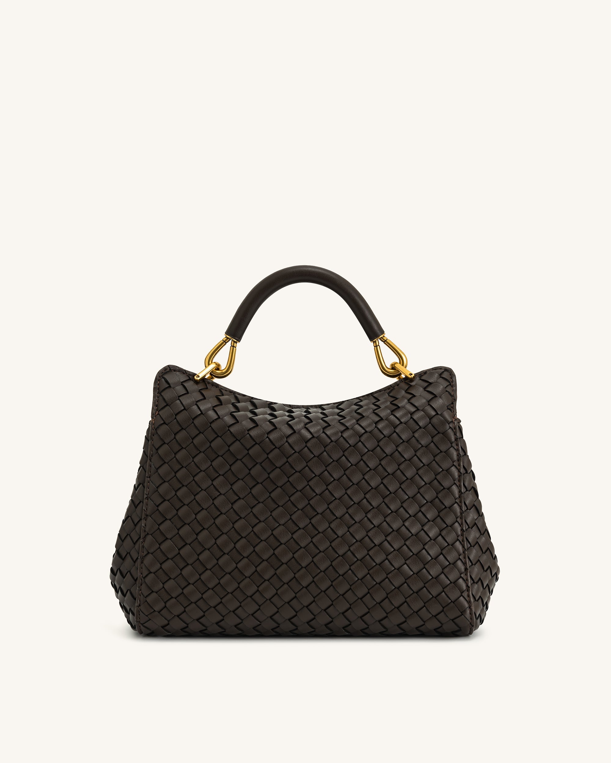 Jw Pei Lucia Classic Top Handle Woven Bag Dark Brown