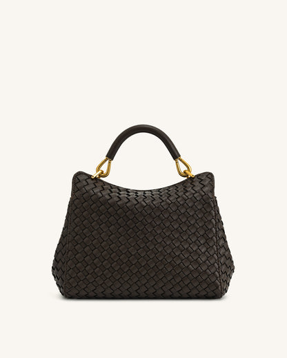 Jw Pei Lucia Classic Top Handle Woven Bag Dark Brown