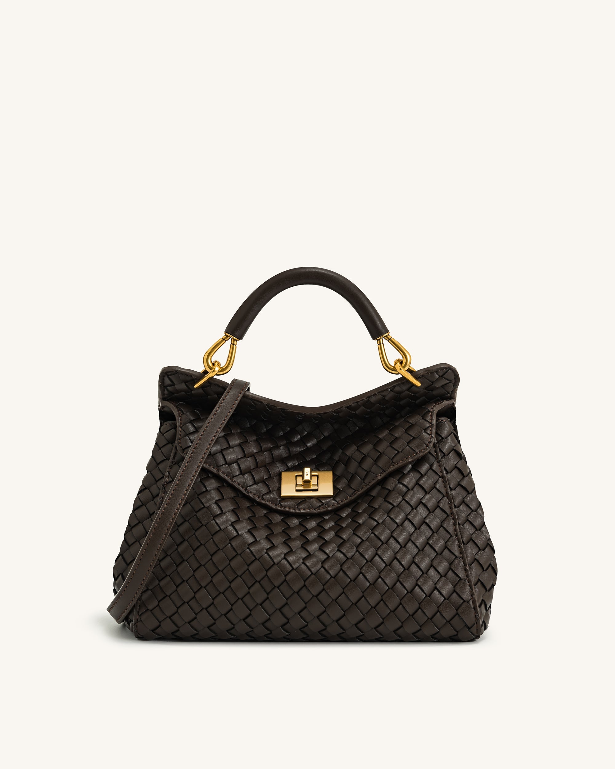 Jw Pei Lucia Classic Top Handle Woven Bag Dark Brown