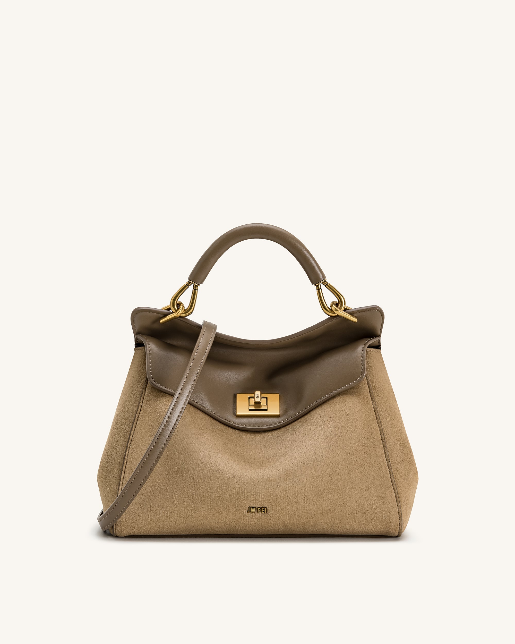 Jw Pei Lucia Classic Faux Suede Top Handle Bag Taupe