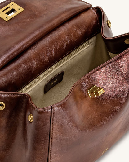 Jw Pei Lucia Classic Top Handle Bag Coffee Brown