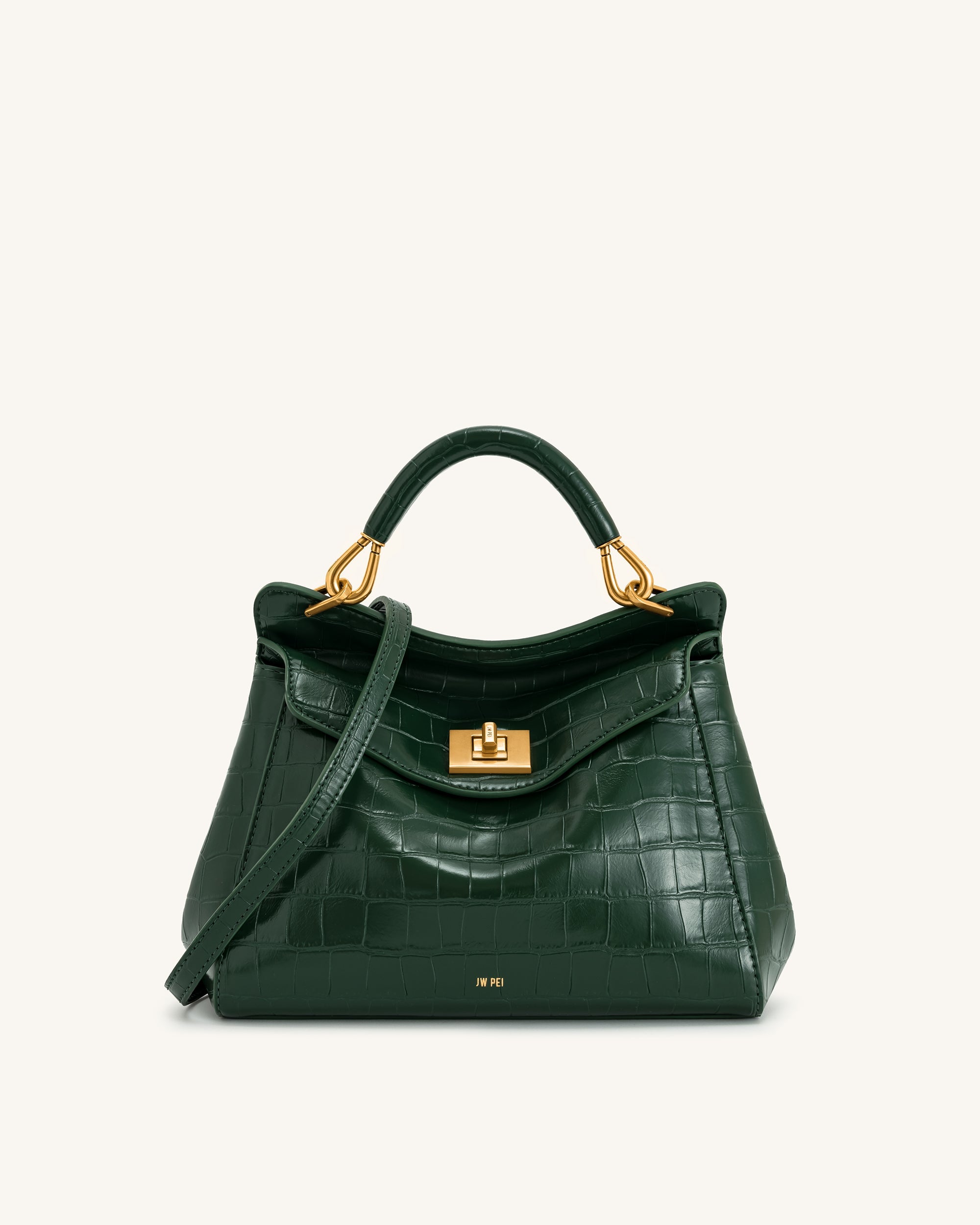 Jw Pei Lucia Classic Top Handbag Green Croc