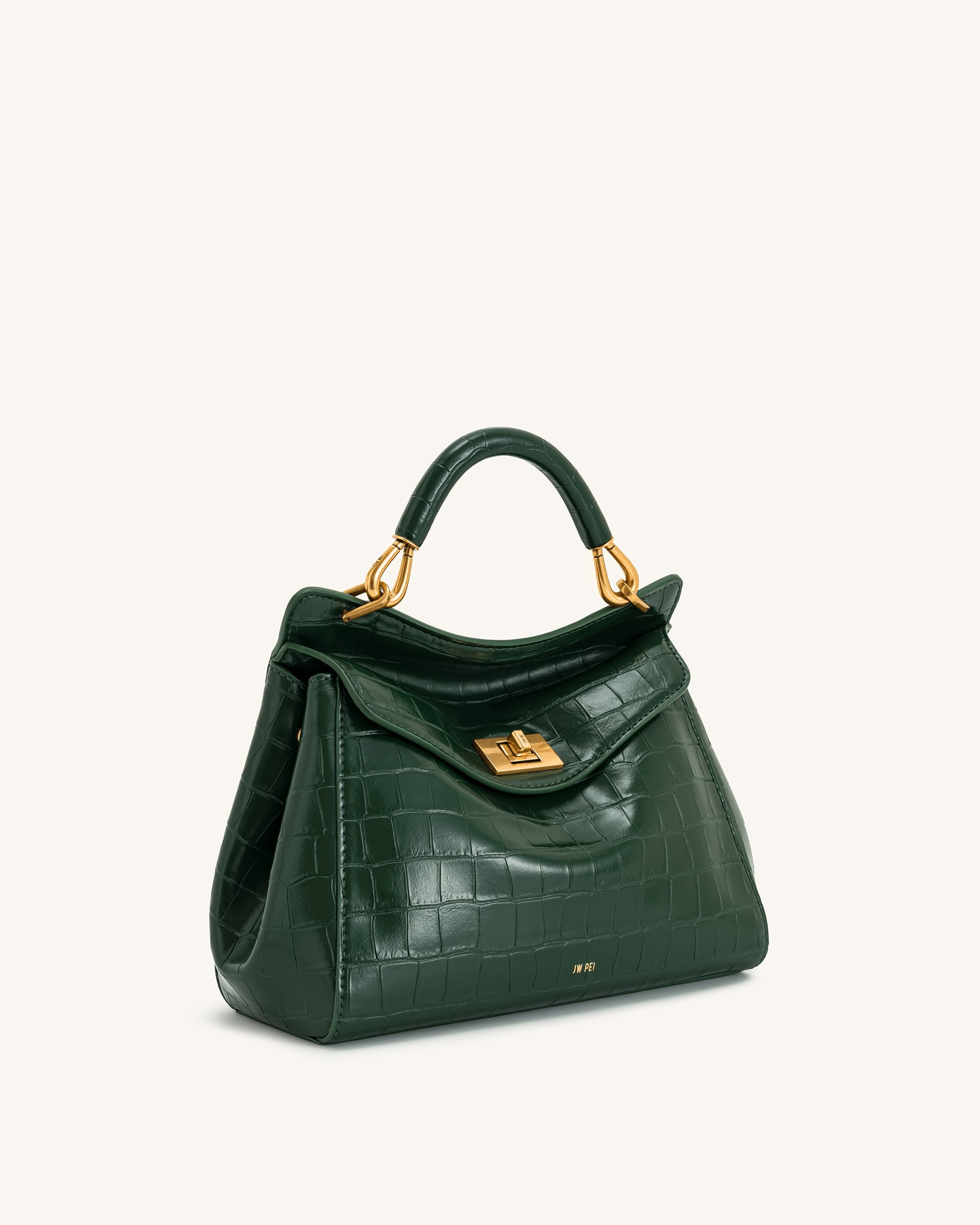 Jw Pei Lucia Classic Top Handbag Green Croc