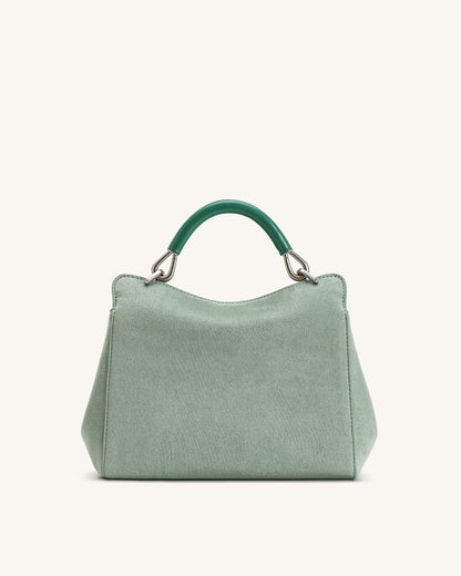 Jw Pei Lucia Classic Faux Suede Top Handle Bag Matcha Green
