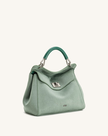 Jw Pei Lucia Classic Faux Suede Top Handle Bag Matcha Green