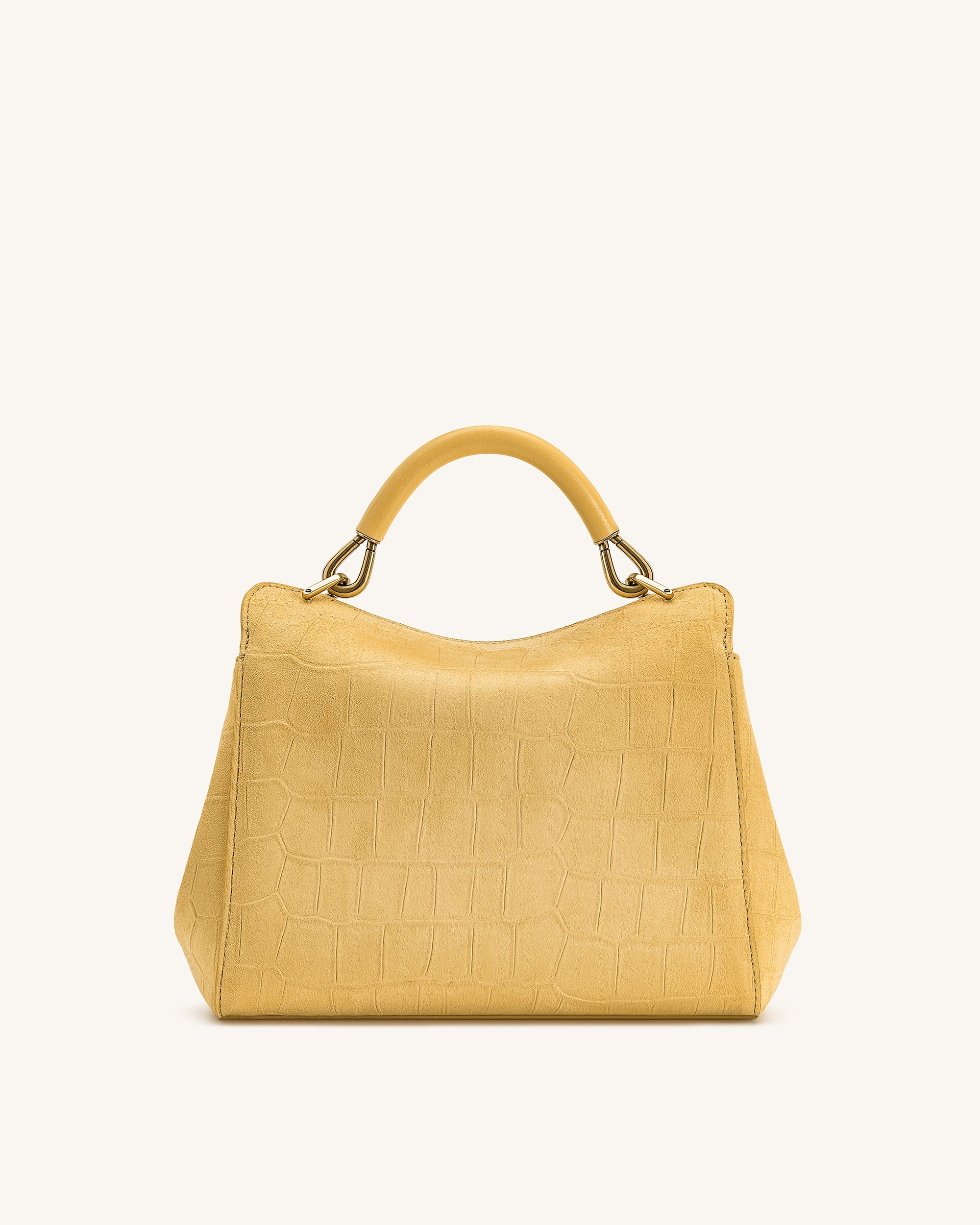 Jw Pei Lucia Classic Croc Embossed Faux Suede Top Handle Bag Yellow