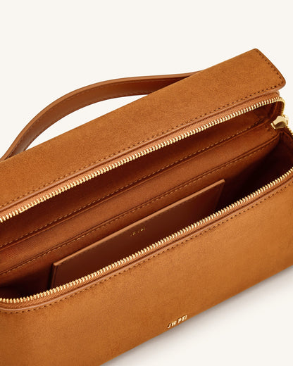 Jw Pei Thea Faux Suede Top Handle Bag Camel