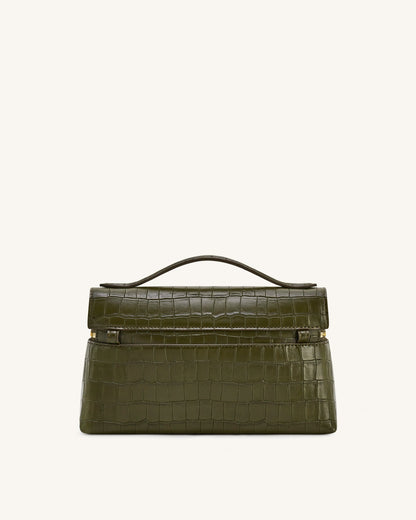 Jw Pei Thea Croc Embossed Top Handle Bag Olive Green
