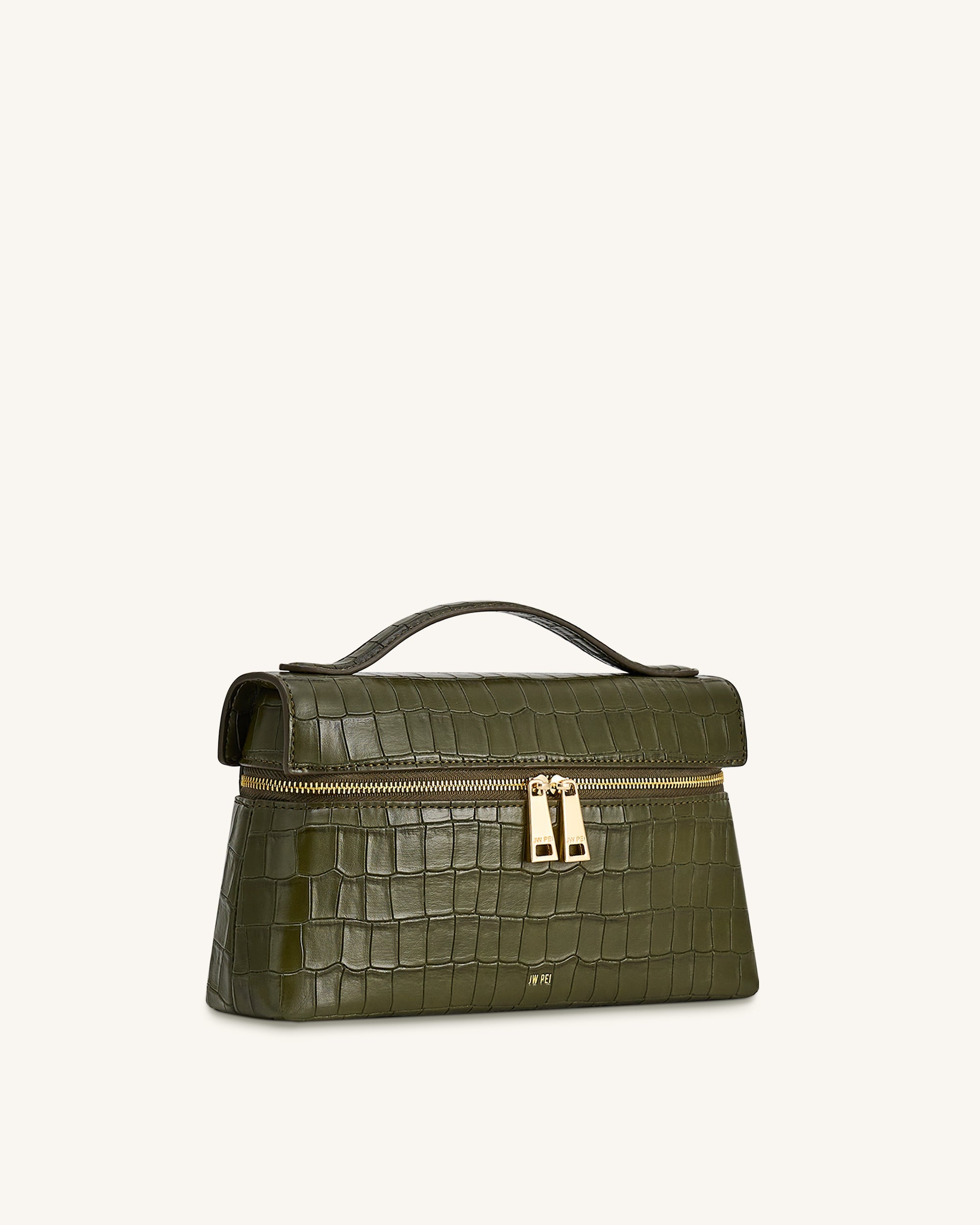 Jw Pei Thea Croc Embossed Top Handle Bag Olive Green