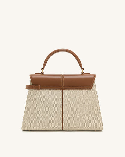 Jw Pei Elise Large Top Handle Bag Brown Canvas