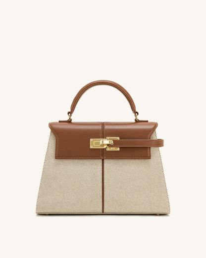 Jw Pei Elise Large Top Handle Bag Brown Canvas