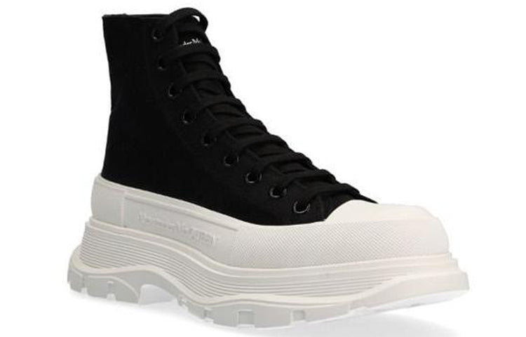 Alexander McQueen Tread Slick Lace Up Boot Black White