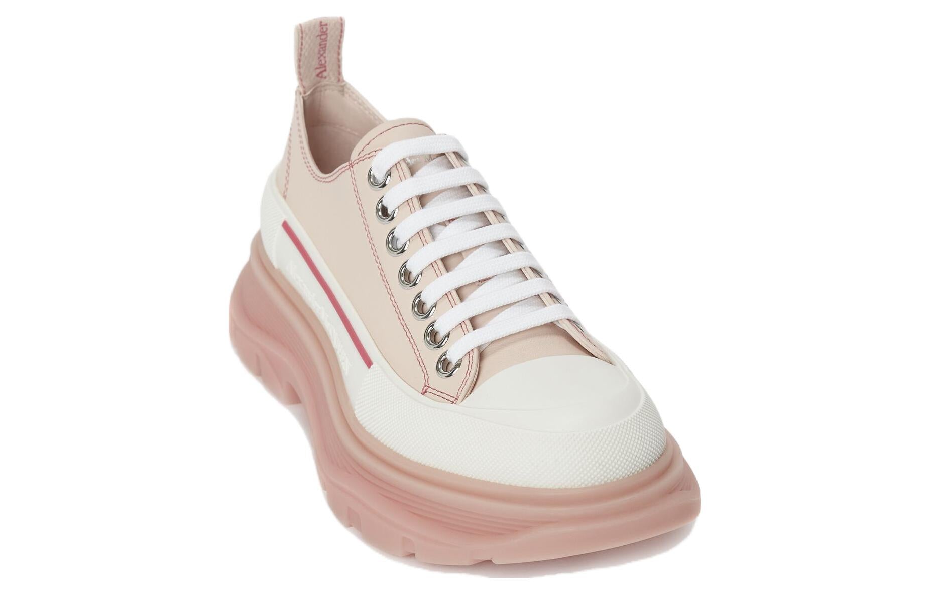 Alexander McQueen Tread Slick Low Lace Up Tea Rose White (Women's)