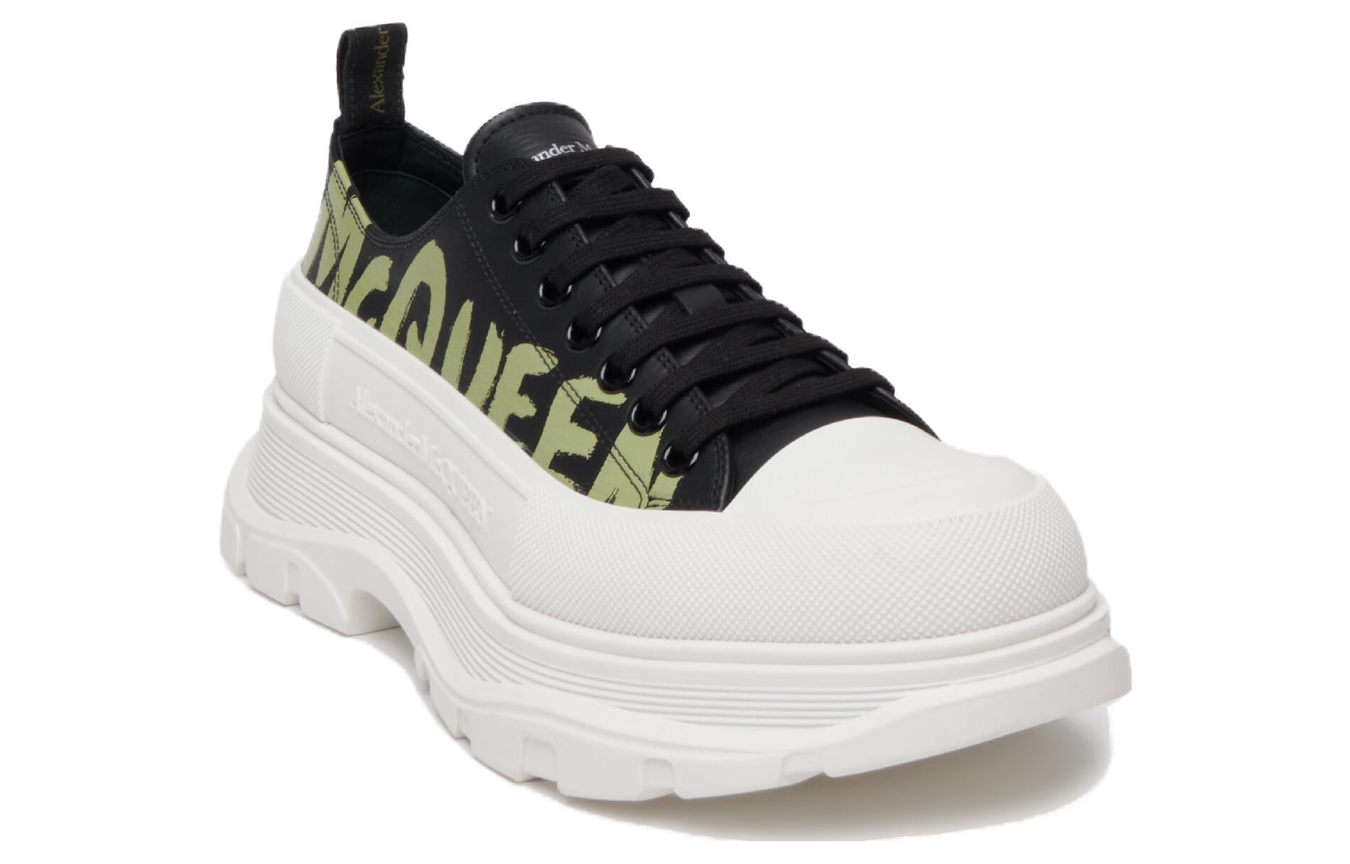 Alexander McQueen Tread Slick Low Lace Up Graffiti Black Khaki