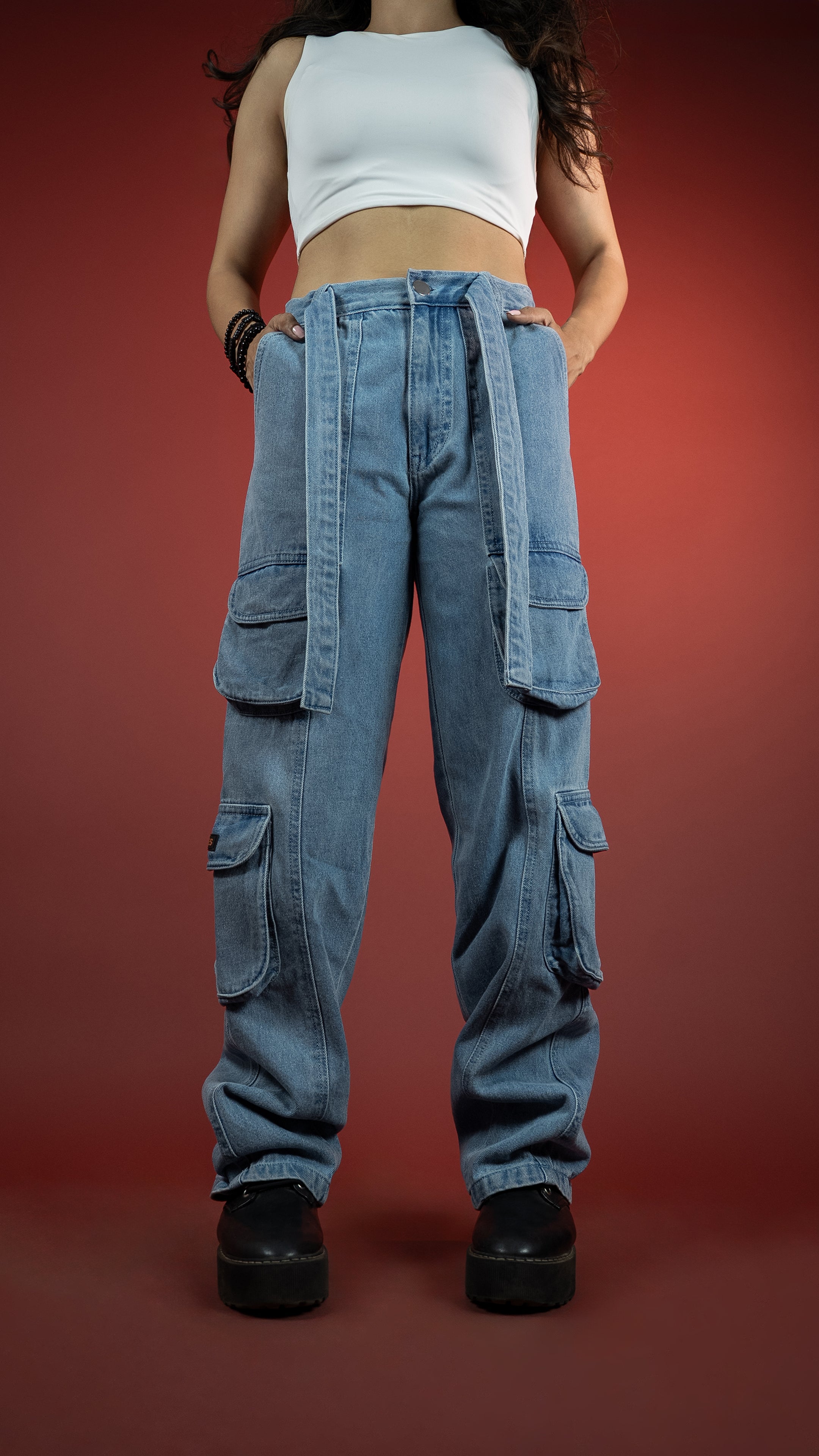 BLUE DENIM WOMEN'S CARGO
