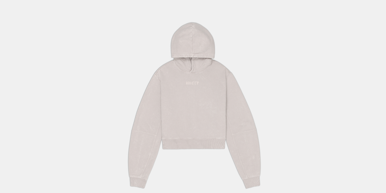 Bandit Womens Stitch Logo Cropped Hoodie Ash
