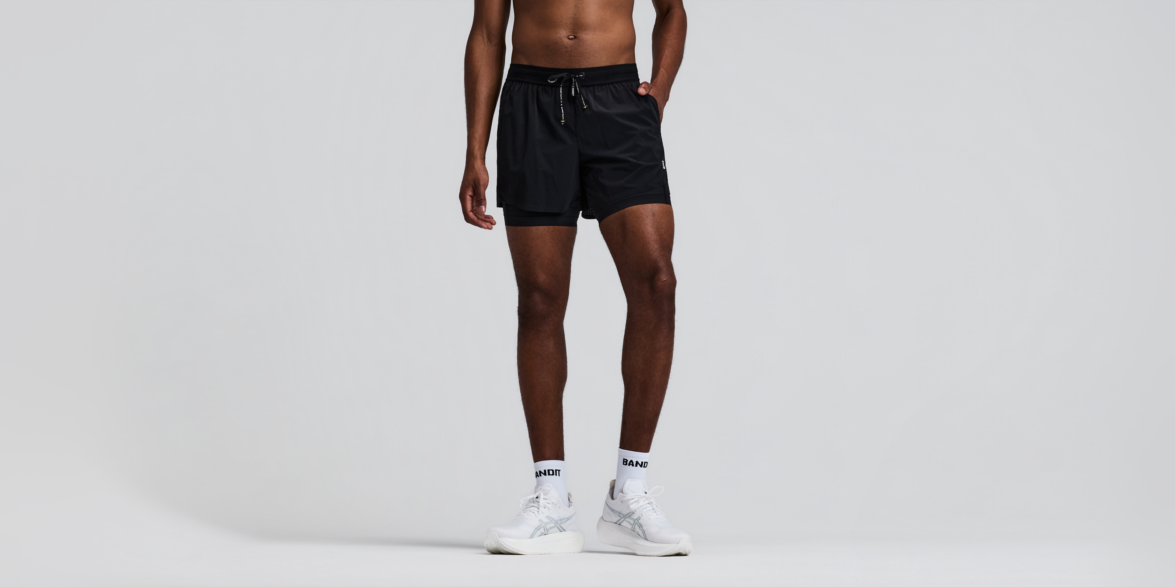 Bandit Mens Vento 2 In 1 Run Short Black