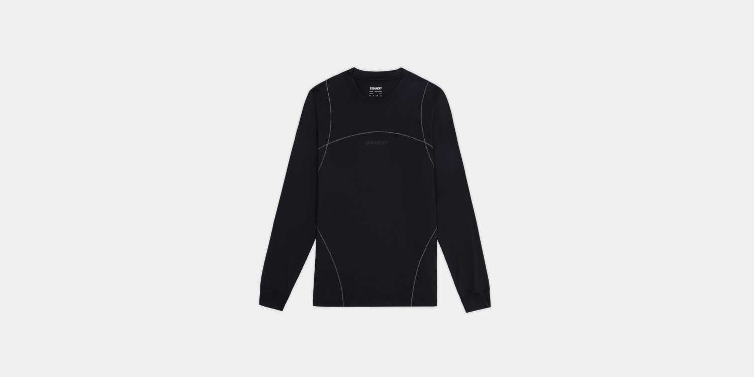 Bandit Mens Micromesh Reflecto Stitch Long Sleeve Tee Black