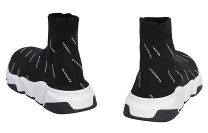 Balenciaga Speed Trainer Logo Print Black White