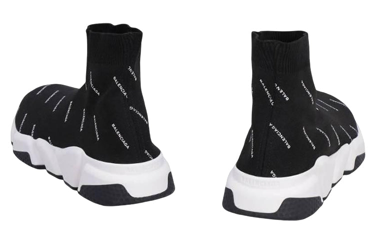 Balenciaga Speed Trainer Logo Print Black White