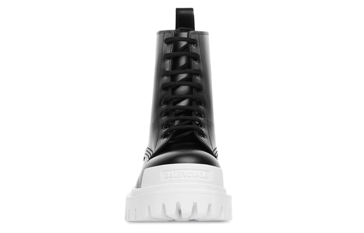 Balenciaga Strike Lace-Up Boot Black White