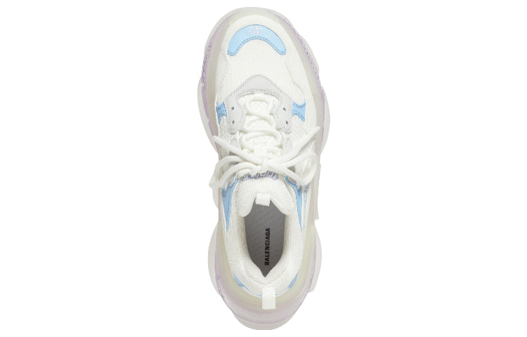 Balenciaga Triple S Clear Sole Leather Free Light Blue Grey Light Purple White (Women's)