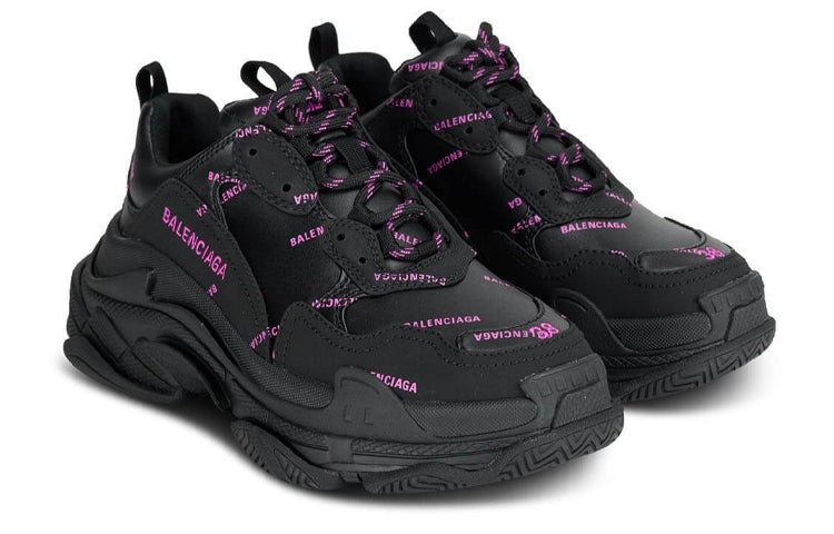Balenciaga Triple S Allover Logo Black Pink (Women's)