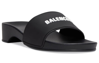 Balenciaga Logo Pool Clog Slide Black White (Women's)