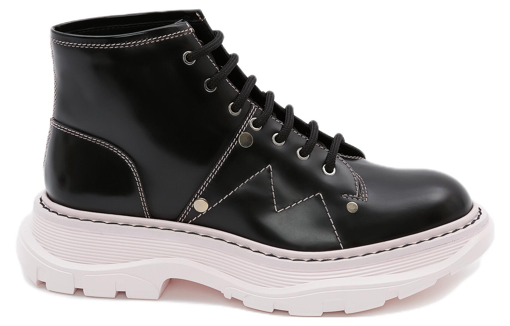 Alexander McQueen Tread Lace-Up Boot Black Pink (Women's)