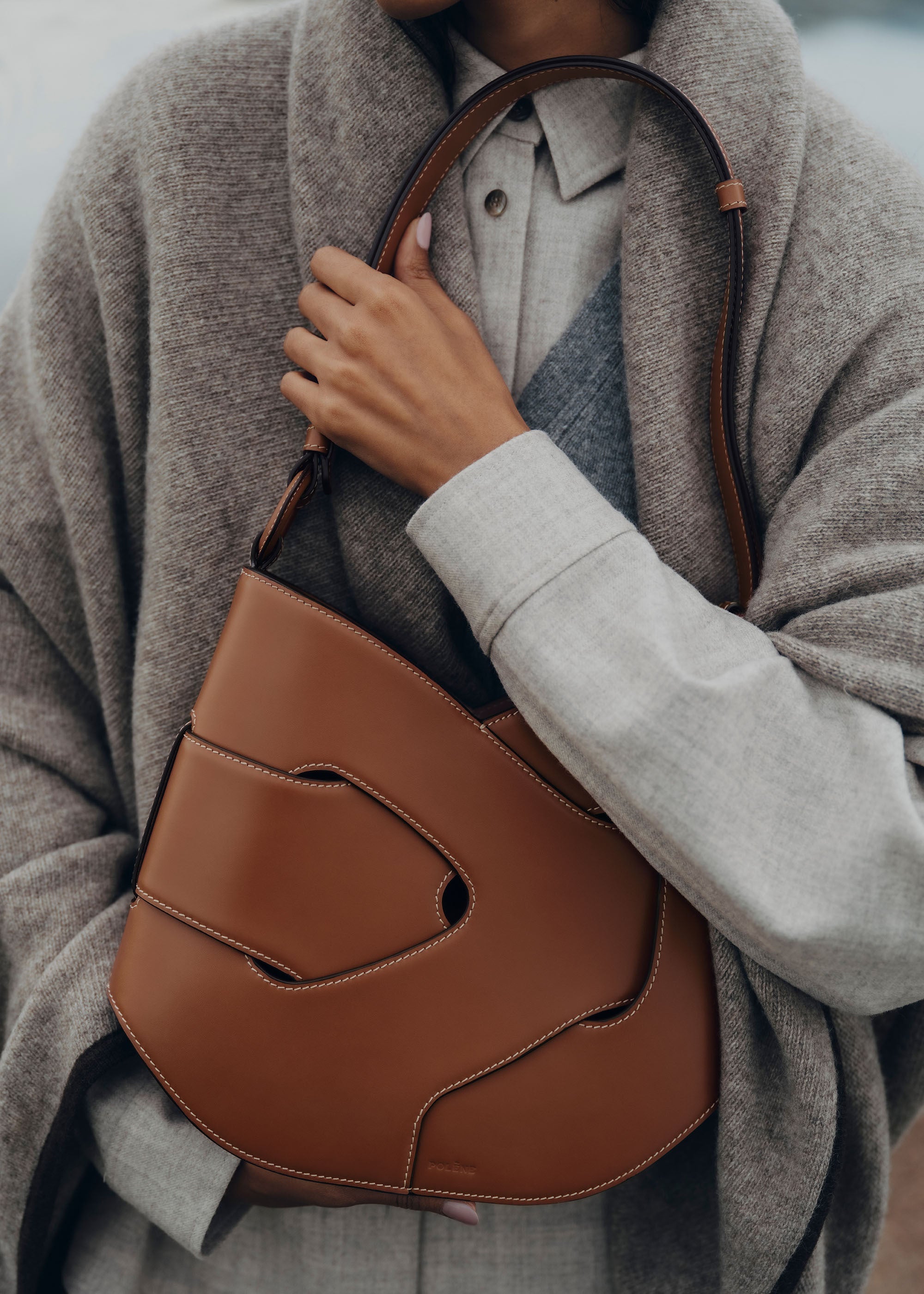 Polene Nodde Hobo Smooth Cognac