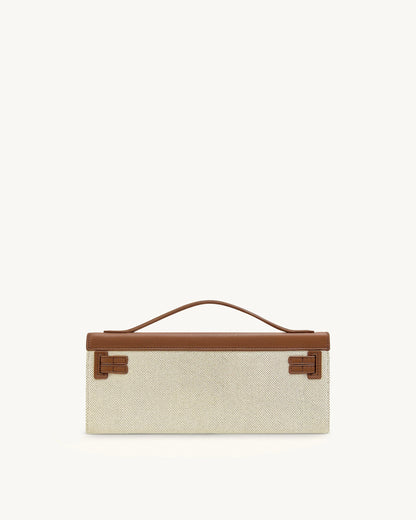 Jw Pei Bria Structured Top Handle Bag Brown Canvas
