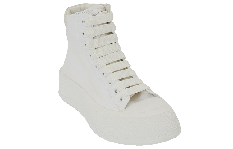 Alexander McQueen Deck Plimsoll High Top Sneaker Optical White (Women's)