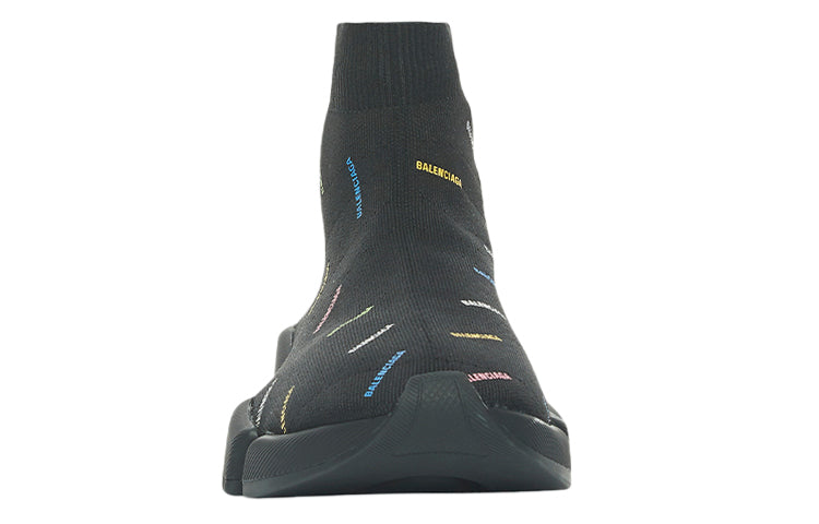 Balenciaga Speed 2.0 AllOver Logo Recycled Knit Black Multicolor (Women's)