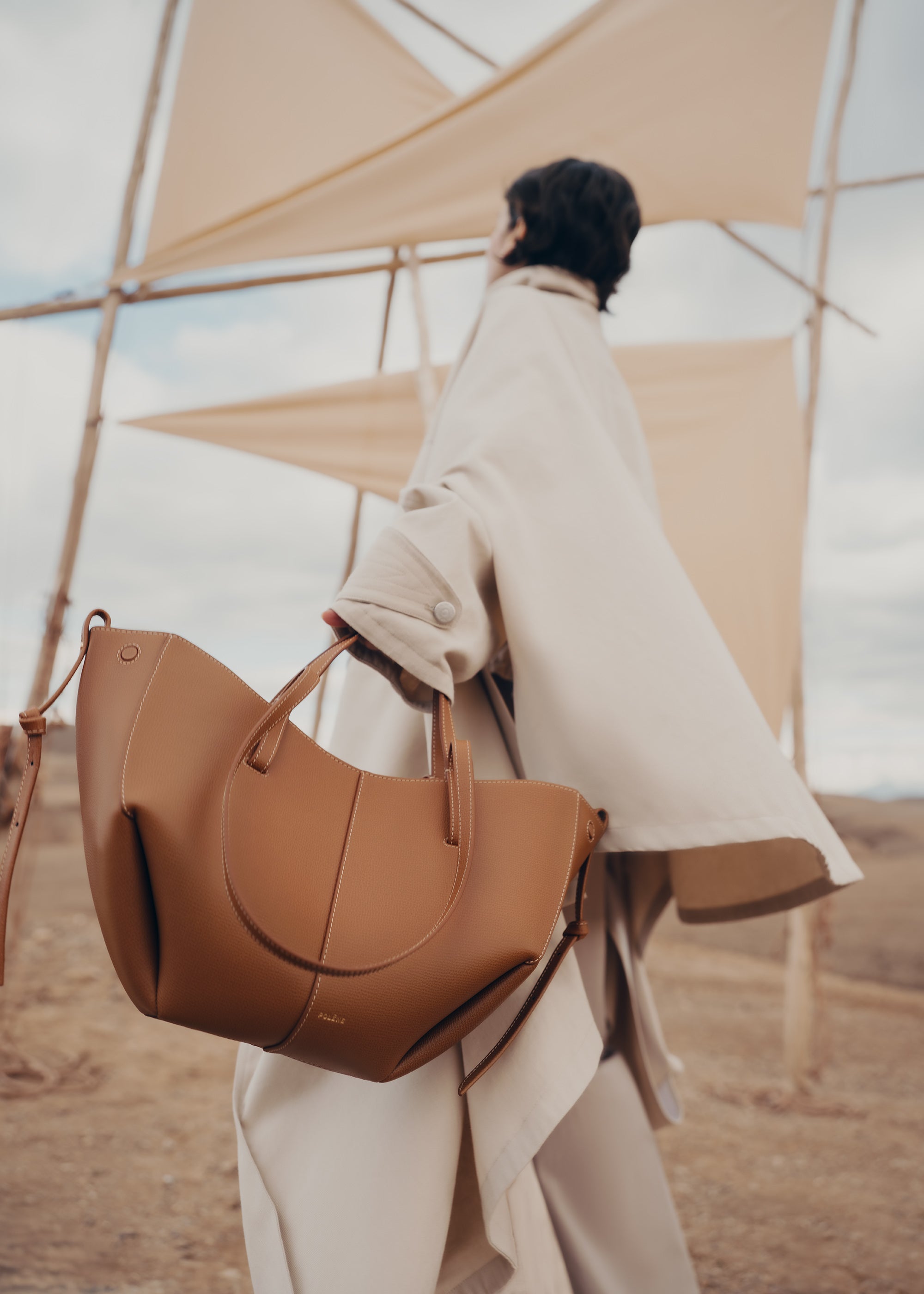 Polene Cyme Mini Textured Camel