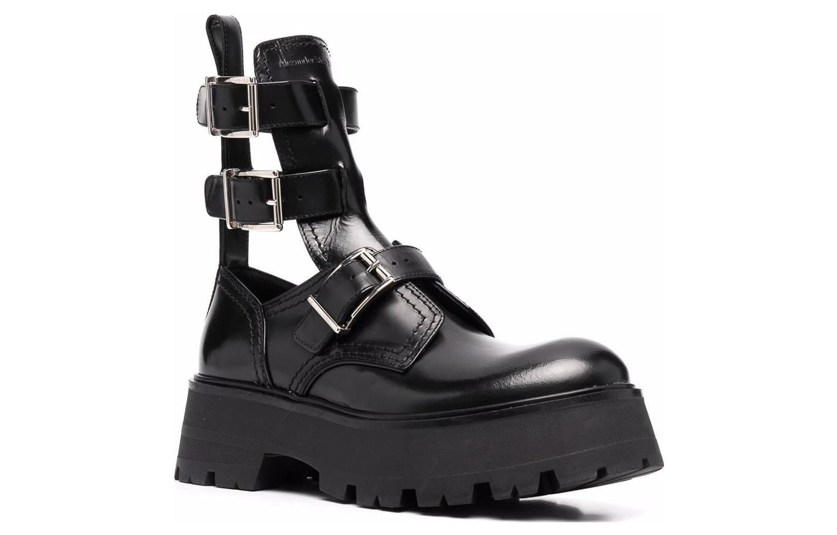 Alexander McQueen Buckled Ankle Boot Black (Women's)