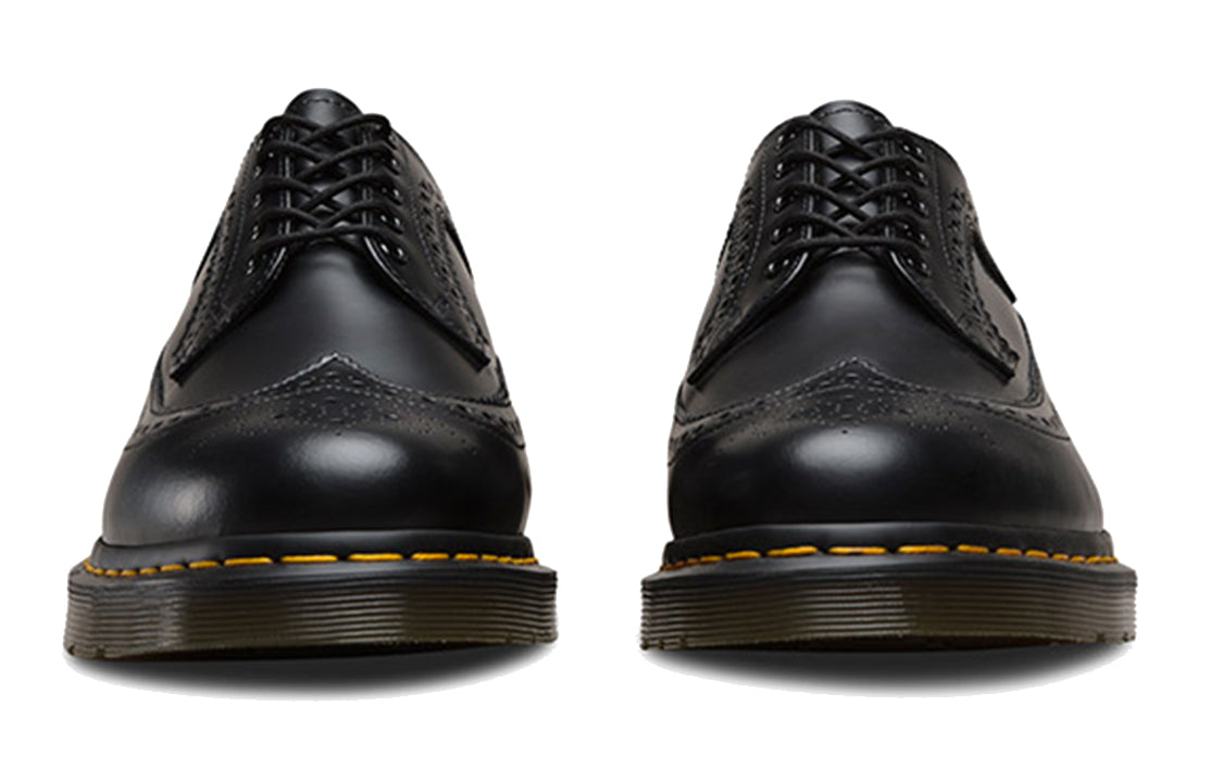 Dr. Martens 3989 Yellow Stitch Smooth Leather Brogue Black
