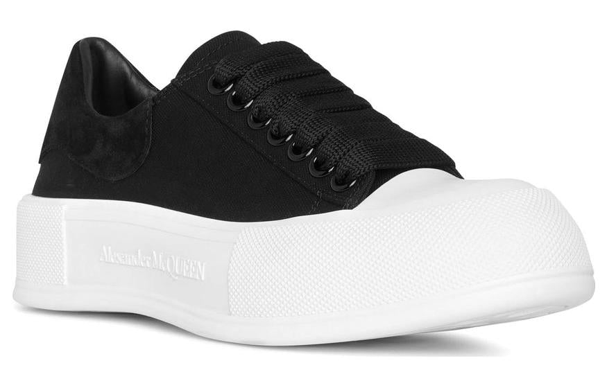 Alexander McQueen Deck Skate Plimsoll Lace-Up Black White (Women's)