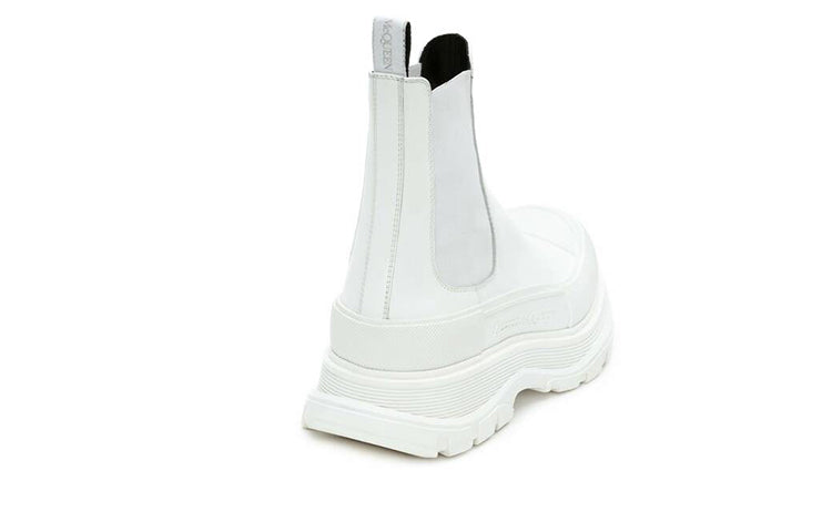 Alexander McQueen Tread Slick Chelsea Boot Leather Triple White