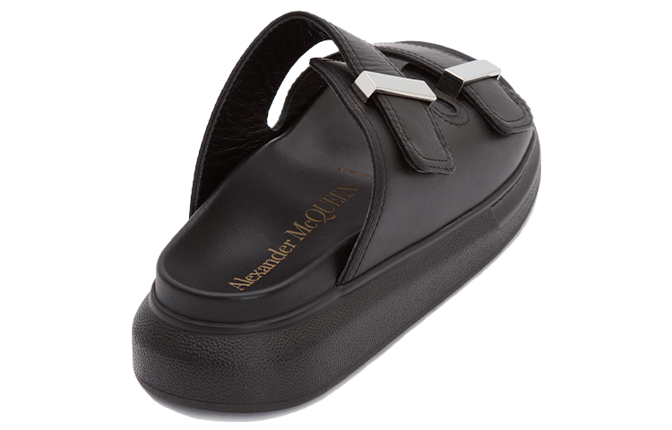 Alexander McQueen Hybrid Buckled Rubber Sandals Black Silver (Women's)