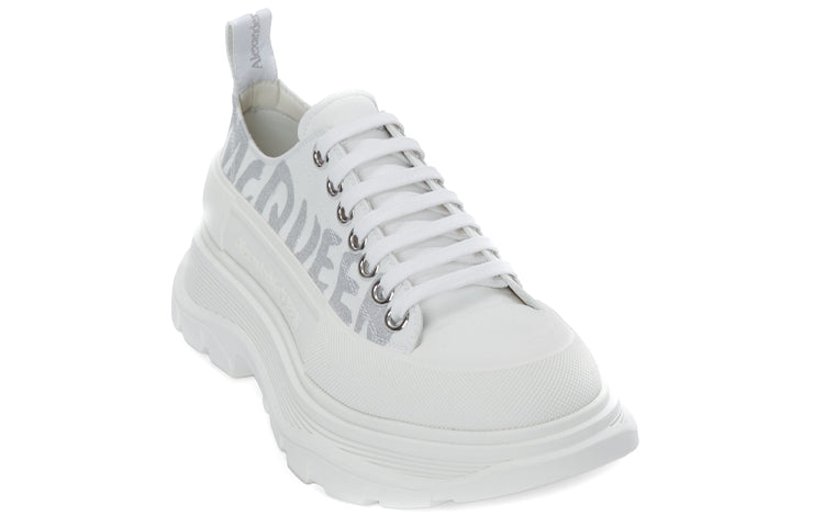 Alexander McQueen Tread Slick Low Lace Up Graffiti White Silver (Women's)