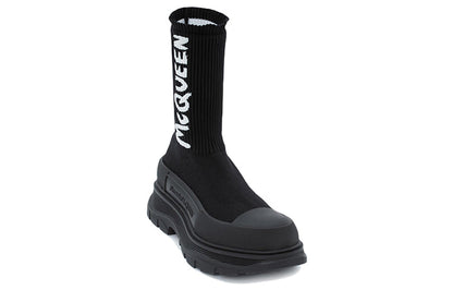 Alexander McQueen Graffiti Knit Tread Slick Boot Black